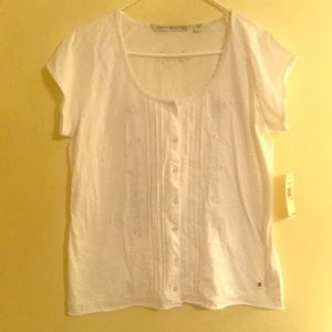 Tommy Hilfiger White Button Down Blouse Size XL